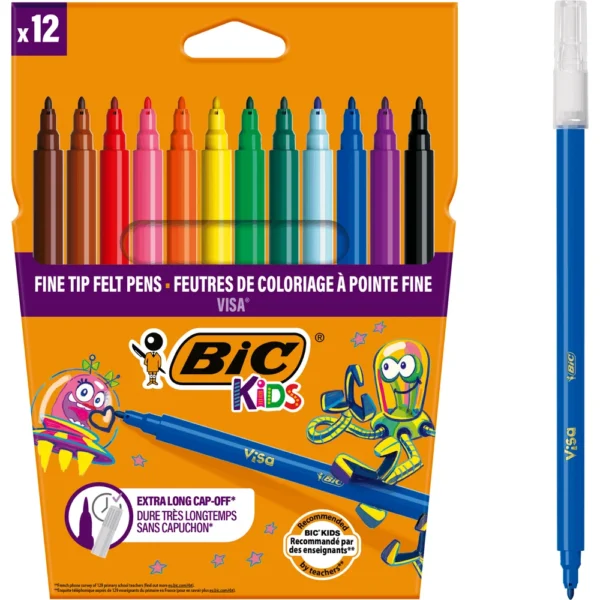 טושים דקים 12 צבעים ביק BIC