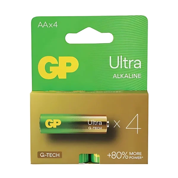 4 סוללות AA לא נטענות דגם Ultra Alkaline של חברת GP