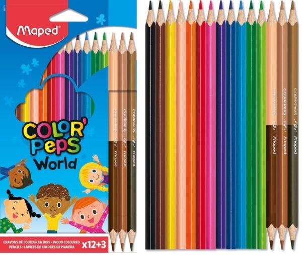 12 צבעי עפרון 3 + STAR דו צדדי גווני גוף MAPED