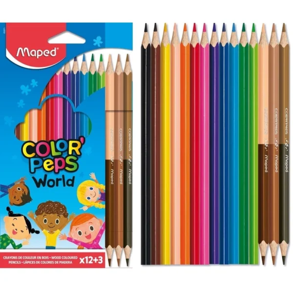12 צבעי עפרון 3 + STAR דו צדדי גווני גוף MAPED