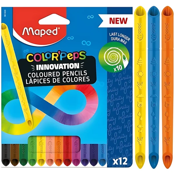 צבעי עפרון ללא חידוד אינפיניטי 12 יח’ – Maped מאפד