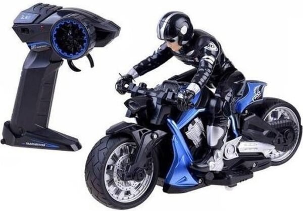 אופנוע מרוץ על שלט Motor Riders של MACHINA עם רוכב בקסדה וצמיגי גומי