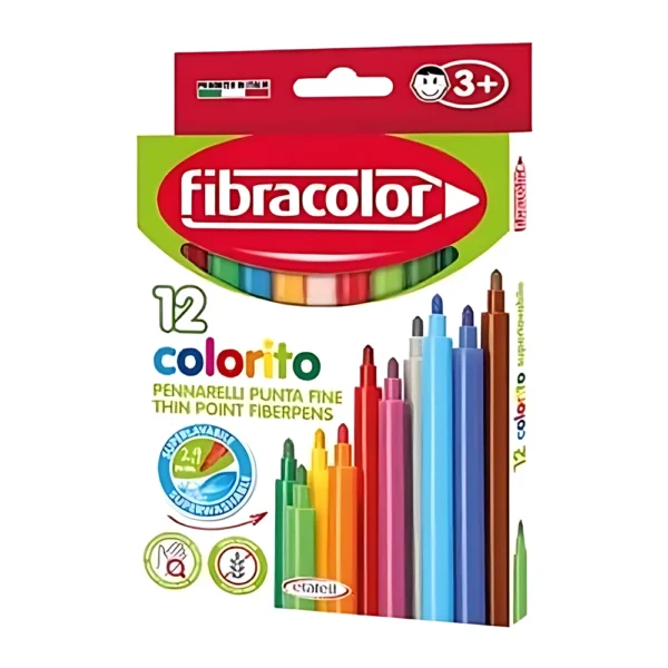 טוש 12 פיברקולור איכותי