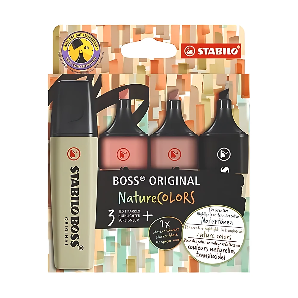 סט 4 מדגישים STABILO BOSS NatureCOLORS