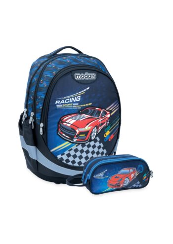 תיק אורטופדי מכונית מירוץ Air Flex Bag+קלמר לכיתה א' 2026 | קינדר טויס