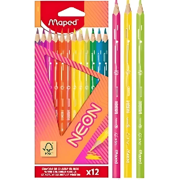 12 עפרונות צבעוניים NEON מאפד
