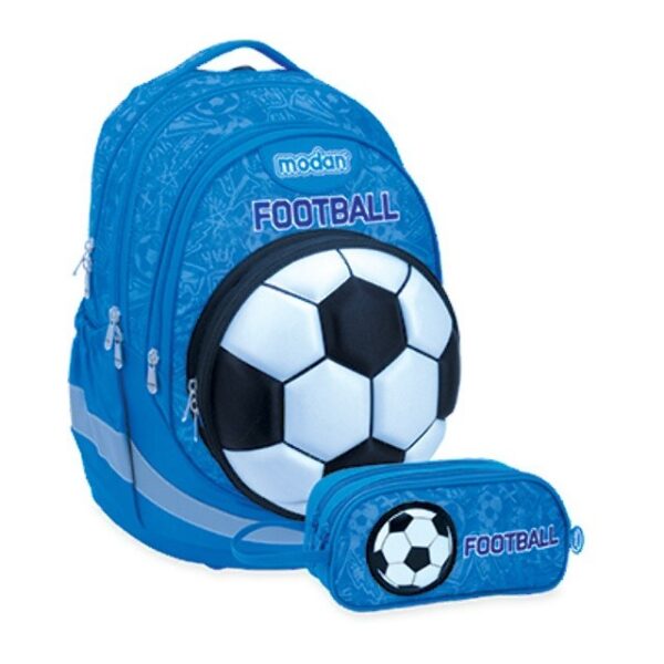 תיק אורטופדי כדור רגל כחול Air Flex Bag+קלמר לכיתה א' 2026 | קינדר טויס