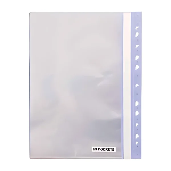 קטלוג אינדקס A4 חצי שקוף מחורר 60 דף - פלסטיק גמיש