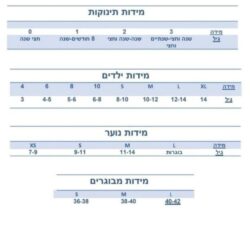 מידות תחפושות שושי זוהר