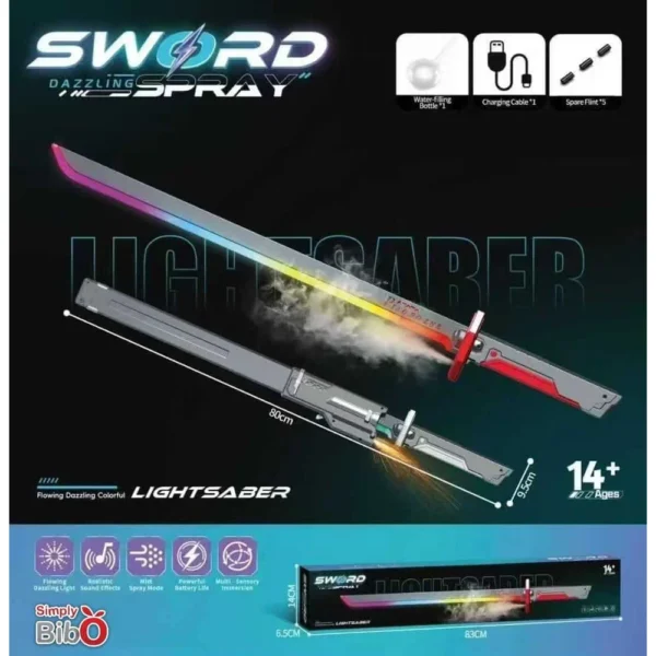 חרב אורות Sword Spray עם אפקט ערפל 80 ס"מ