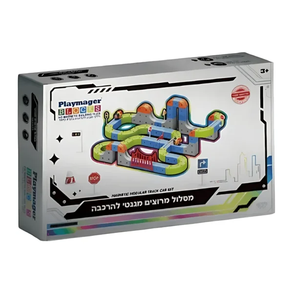מסלול רכבת מגנטי לילדים Playmager Blocks – רכבת נטענת | 157 חלקים