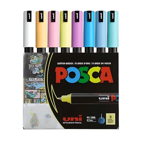 סט 8 טושים אקריליים פוסקה PC-1MR POSCA – גווני פסטל