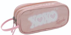 ⁦תיק זרוק  4 תאים+קלמר  רוז גולד  XOXO פרווה ורודה⁩ – תמונה ⁦2⁩