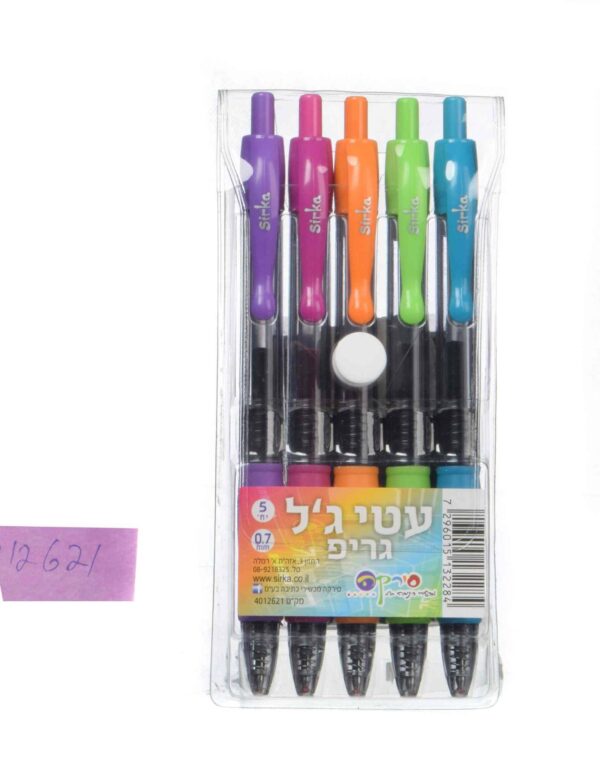 סירקה עט ג'ל  גריפ  0.7  סט 5 פסטל