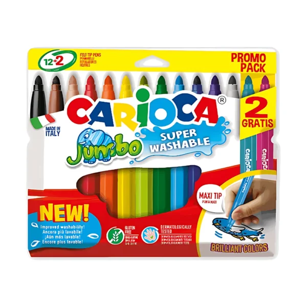 12+2 טושים רחיצים עבים CARIOCA איכותיים