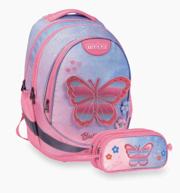 ילקוט אורטפדי Air Flex Bag+קלמר-פרפר ורוד