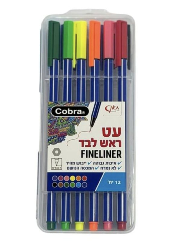 12 טושי לבד צבעוניים COBRA – ראש דק 0.7 מ״מ