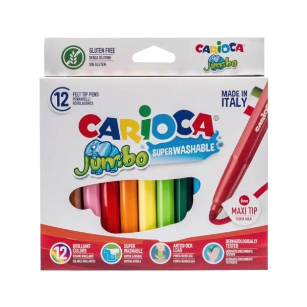 12+2 טושים רחיצים עבים CARIOCA איכותיים