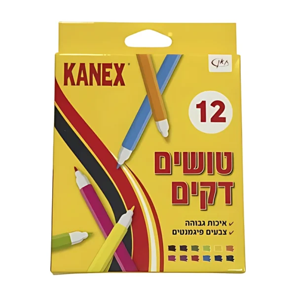 12 טושים דקים צבעוניים KANEX