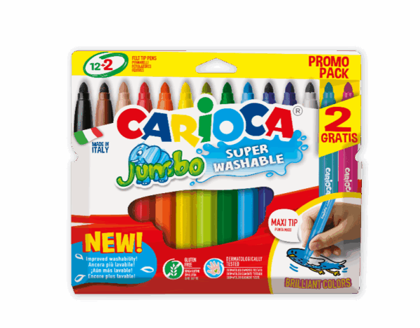 12+2 טושים רחיצים עבים CARIOCA איכותיים