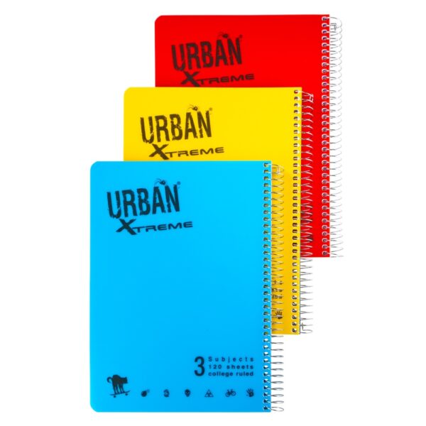 URBAN מחברת ספירלה 3 נושאים  A4 שורה[גדול]