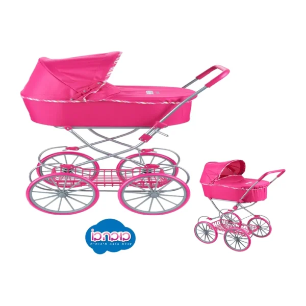 עגלת שכיבה גלגלים גדולים–בובה בו צבע ורוד