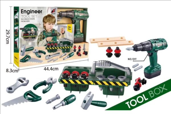 עמדת אחסון כלי עבודה Engineer Tool Set לילדים עם מקדחת צעצוע