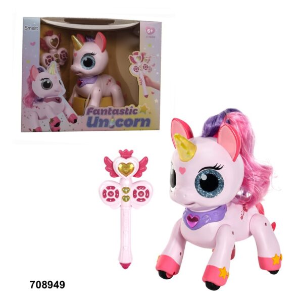 חד קרן על שלט Fantastic Unicorn עם שלט שרביט והאריזה