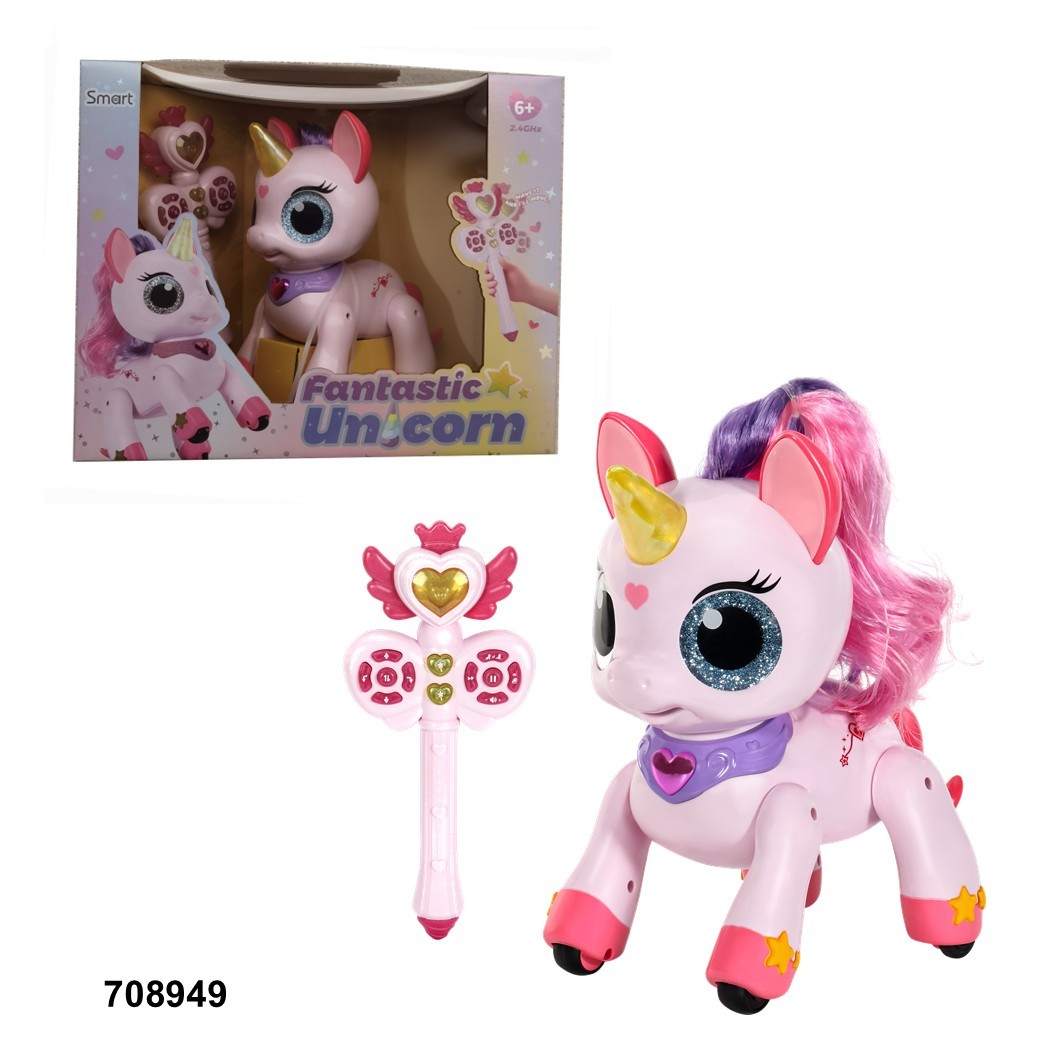 חד קרן על שלט Fantastic Unicorn עם שלט שרביט והאריזה