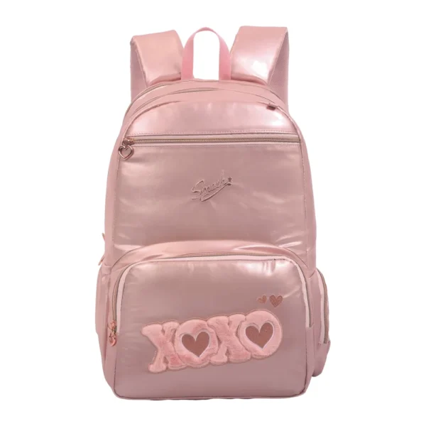 תיק זרוק 4 תאים+קלמר רוז גולד XOXO פרווה ורודה