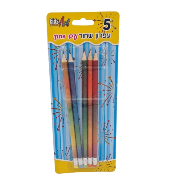 סט 5 עפרונות +מחק גליטר -קידס ארט
