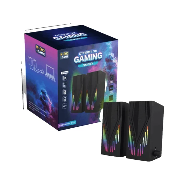 זוג רמקולים למחשב עם תאורת RGB – סאונד איכותי לגיימינג
