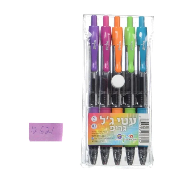 סירקה עט ג'ל גריפ 0.7 סט 5 פסטל