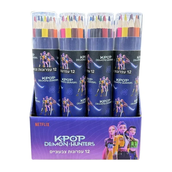 12 עפרונות צבעוניים בגליל קרטון קיי פופ